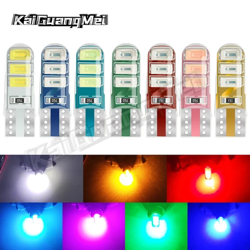 2/10 Uds T10 W5W luz LED Canbus para lámpara de lectura Interior de coche bombillas de señal de giro parpadeantes lente de sílice luces de circulación diurna 12V