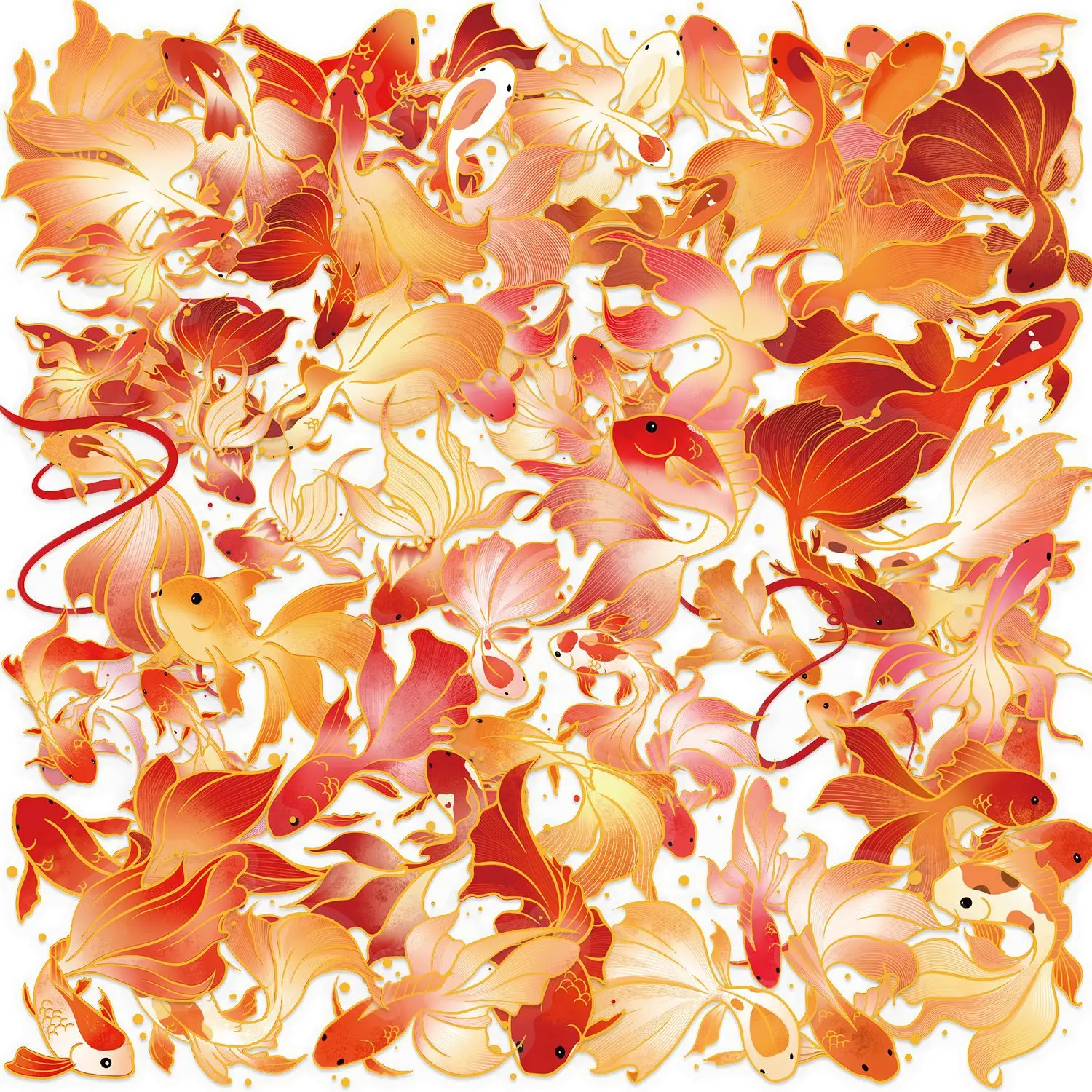 10/50 Uds nuevo pez Koi estampado en caliente pegatinas de bendición propicia juguete de Graffiti de dibujos animados DIY taza de agua monopatín calcomanías impermeables