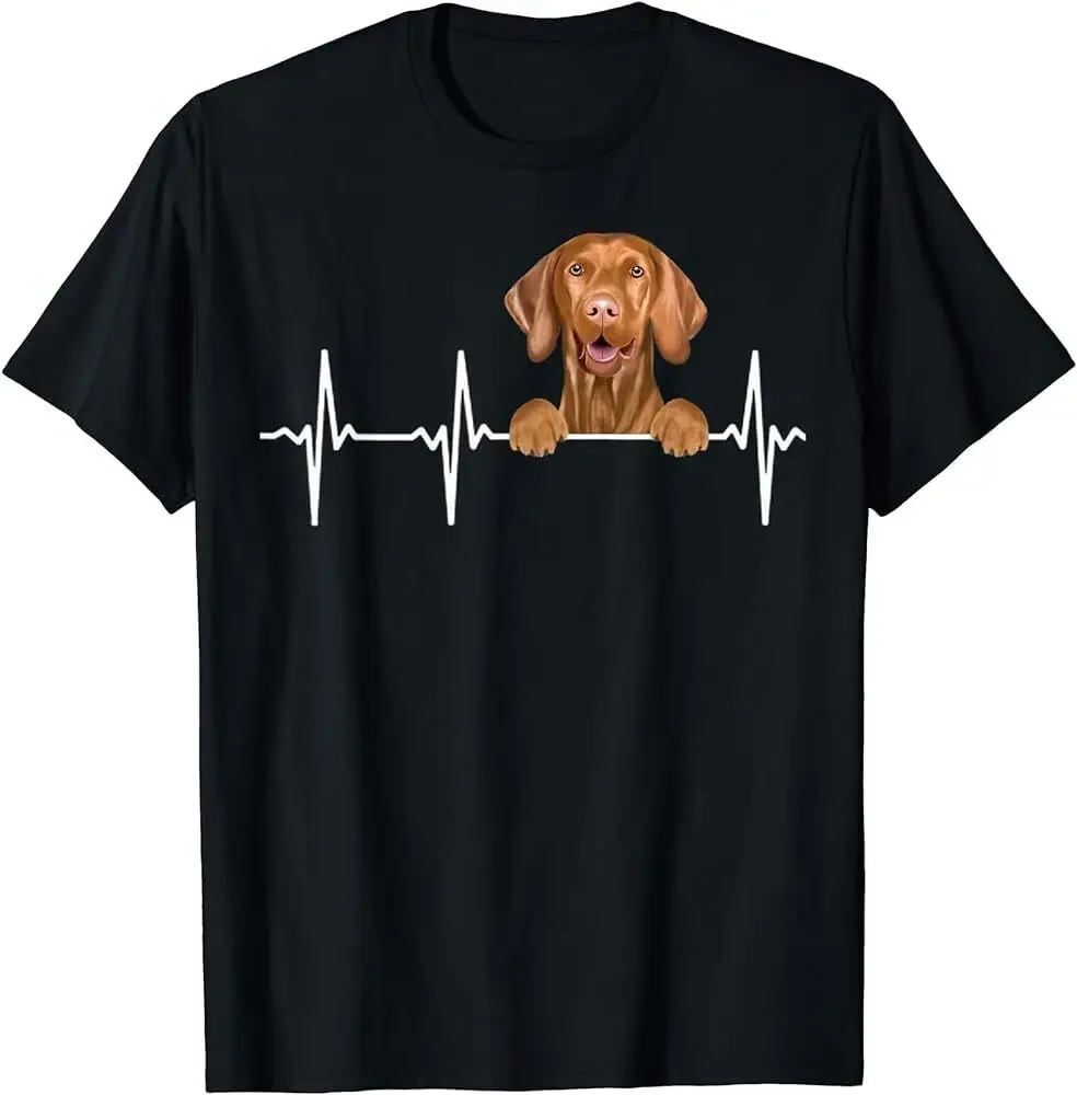 Funny Dog Heartbeat For Vizsla Lovers T-Shirt long or short sleeves