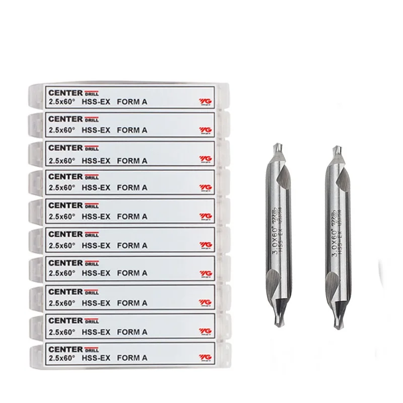 YG-1 DV301 HSS-EX Center Drill D1.0 D1.5 D2.0 D3.0 D4.0 D5.0 M42 HSS 60Degrees Center Drill Type A Center Drill