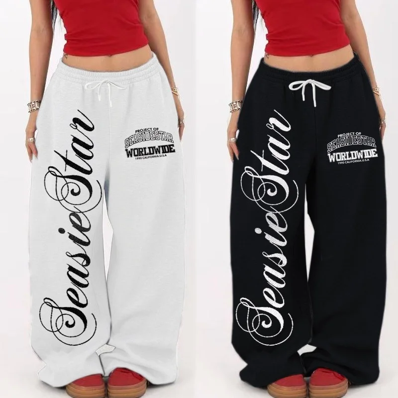 2026 American Vintage Letter Print Pants Street Personality Trendy Sweatpants Men's Women Fashion All-match New Pants