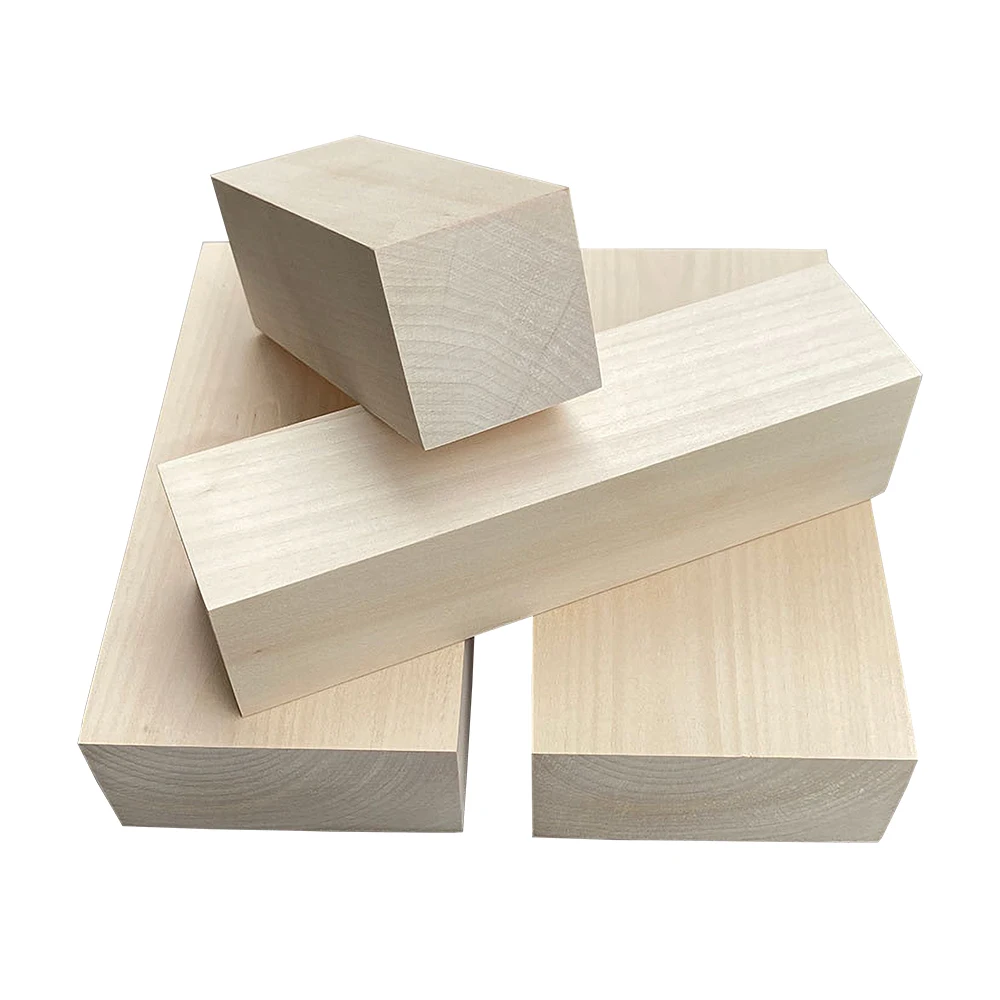 4PCS Basswood Carving Block Natural Soft Wood Carving Block Portable Unfinished Wood Block Carving Whittling Art Supplies