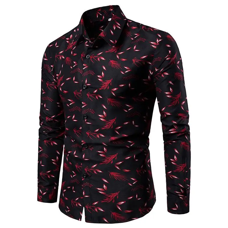 

plus Size Youth Men's Long Sved Beach Flower irt Slim Fit Spring Thin Long Sve Flip Collar Floral Pattern Beachwear