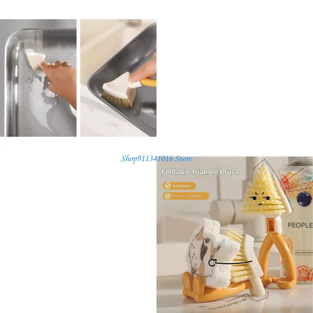 

Angled Crevices Scrub Brush Collapsibles Design Space Saving Household Tool With Flat Bottom For Standing Kitchen Bath Accessory
