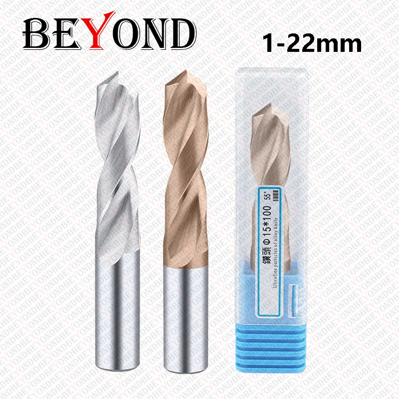 

BEYOND 1 pcs HRC55 Superhard Drilling Straight Shank Twist Drill Solid Carbide CNC Tungsten Steel Bit 1mm 6mm 8mm 10mm 12mm 22mm