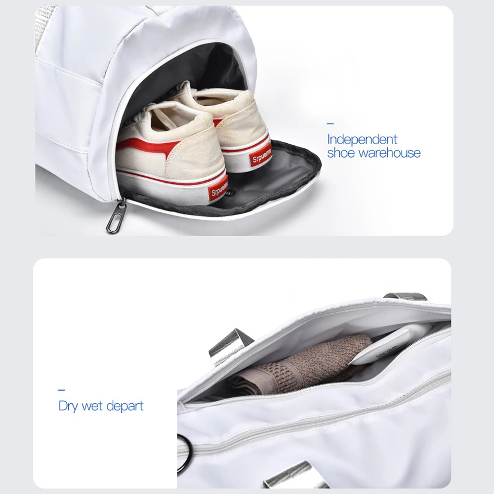 1 قطعة حقيبة قاعة رياضة إمرأة رجل مع مقصورة الأحذية وجيب مبلل السفر حقيبة القماش الخشن للنساء للطائرة الرياضة رياضة حمل الحقائب السباحة