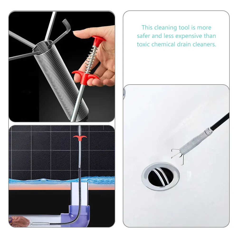 2Pcs Drain Cleaning Tool Flexible Grabber Claw Catcher Hair Remover Sink Pipe Cleaner Kitchen Shower Drain Cleaner Hook Tool