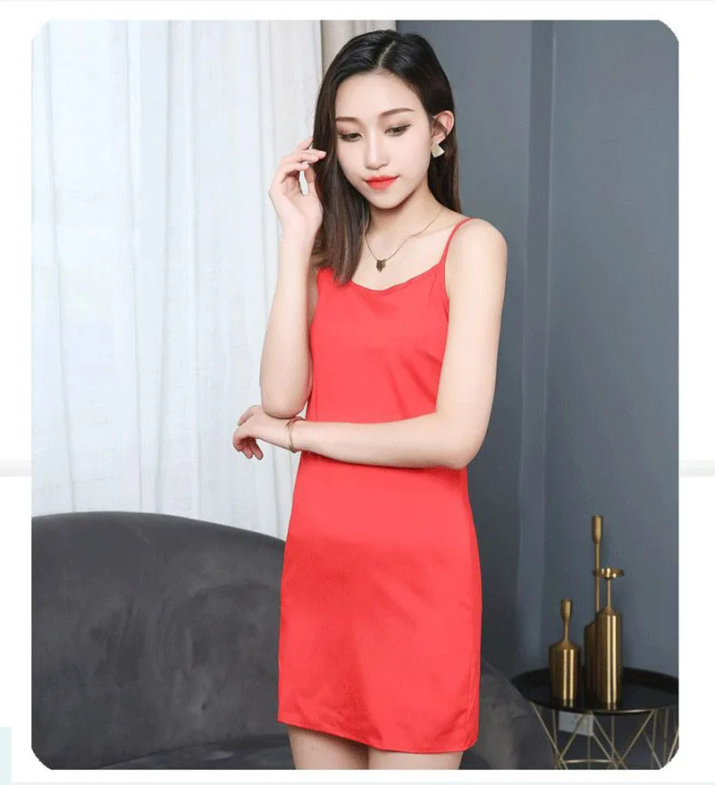 Tailored camisole summer suitable cheongsam base inner lining dress Women's anti penetration loose medium length vest dresses