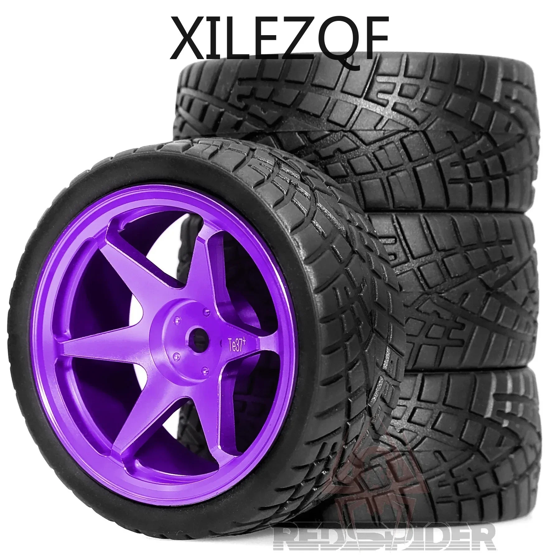 4pcs 1/10 RC Rally Racing Tyres and Aluminum Wheels OD 2.56