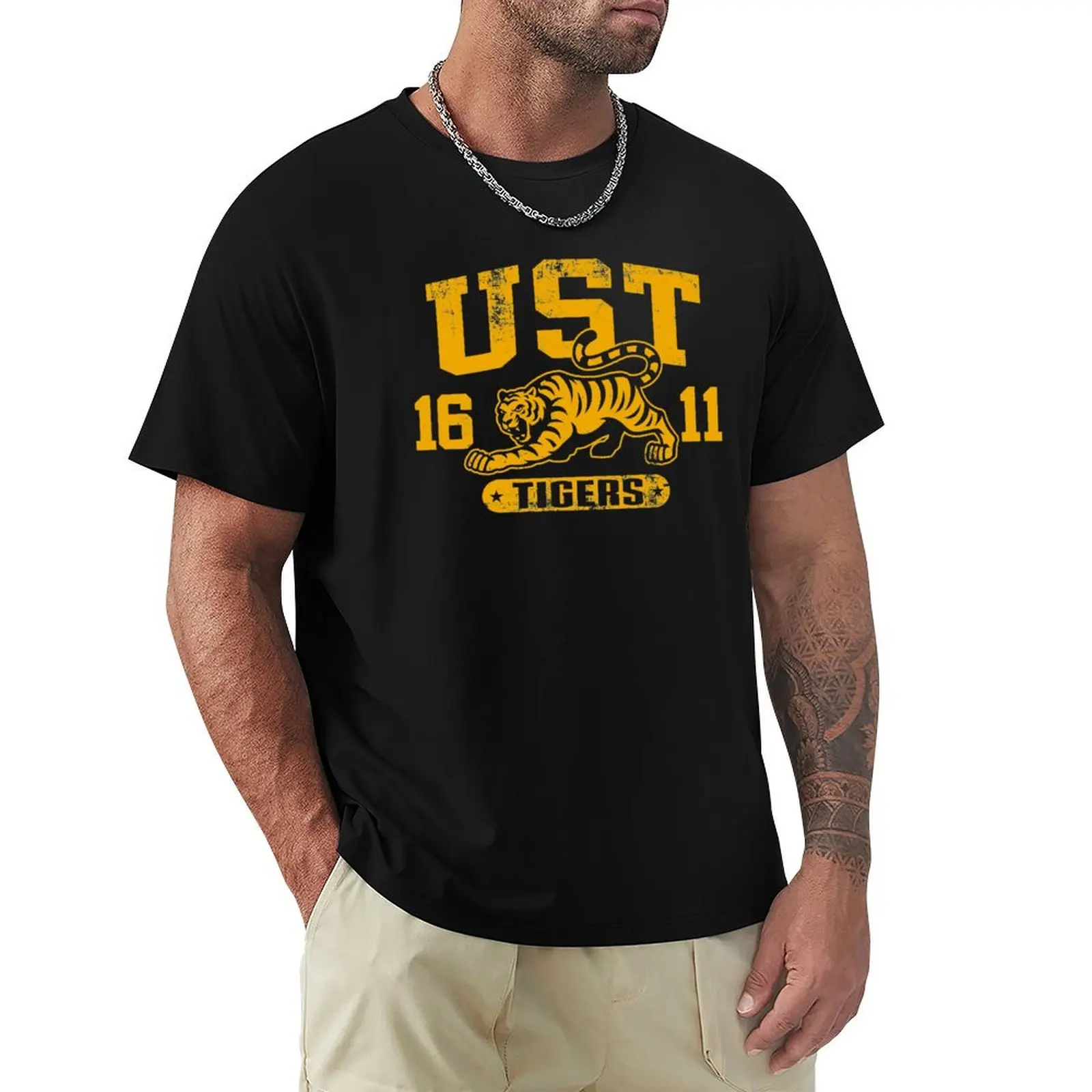 

UST Tigers Philippine Oldest School Thomasians T-Shirt basketball graphic tees blacks mens big and tall t shirts