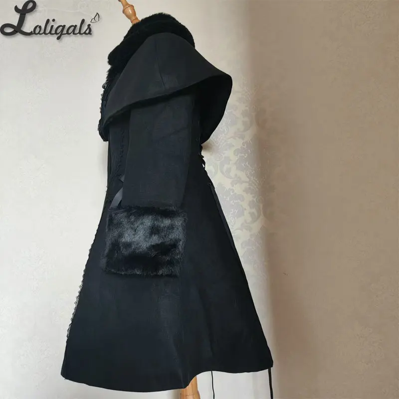 Custom Tailored Women\'s Winter Coat Retro Style Female Two Piece Long Coat with Poncho Jacket