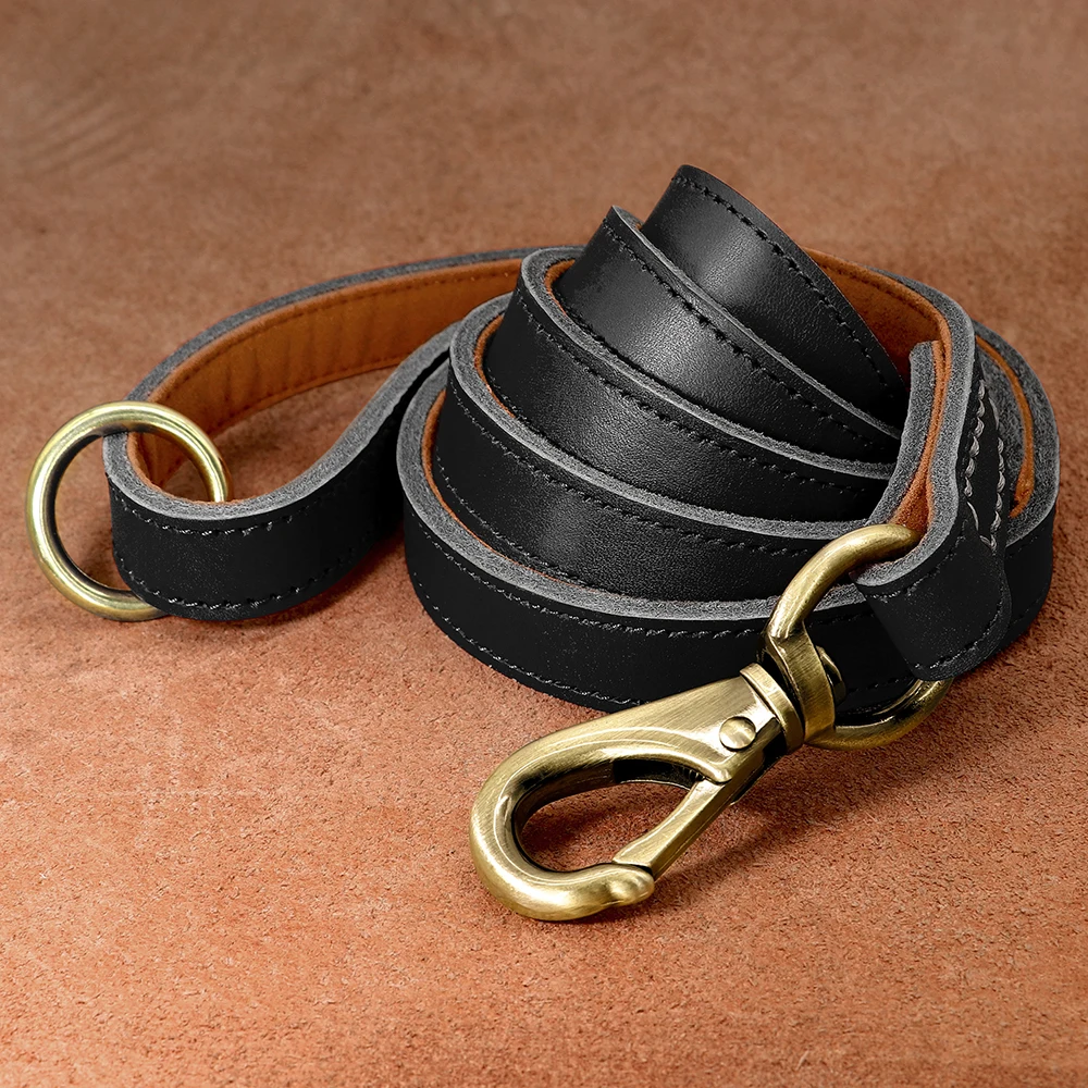 Personalisierte Hundehalsband-Leine aus echtem Leder, langlebige Hundehalsbänder, Gehbleine, Seil, frei mit Gravur für kleine, mittelgroße und große Hunde – Detail 26