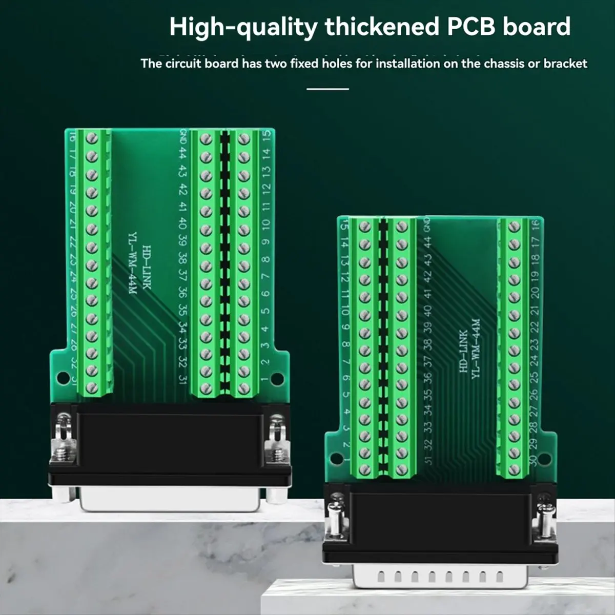 A64K HDB44 Solderless Connector Industrial 3 Rows D-SUB 44Pin Female P Hole Plug Breakout Terminal Board Adapter,A