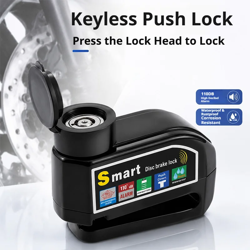 SEAMETAL Motorcycle Disc Lock Security Alarm Alloy Body Protective Cap Brake Sensor Waterproof Deterrent Safety Scooter Bike