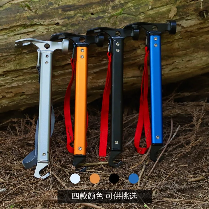Multi-functional Camping Hammer Aluminum Handle with Stake Puller & Pry Head for Tent Canopy