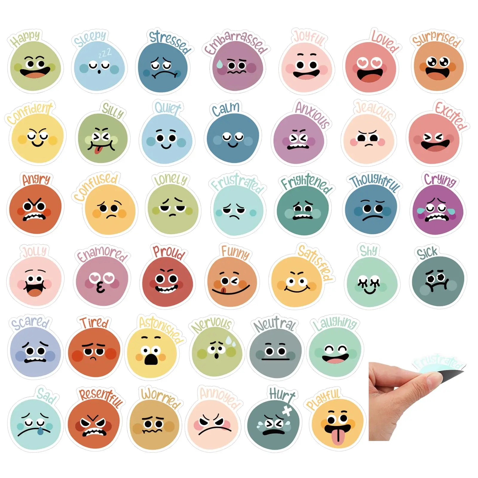 40 Pcs Feelings Refrigerator Magnets Funny Face Emotional Feelings Mood Magnets Cute Social Fridge Decoration for Locker Whitebo