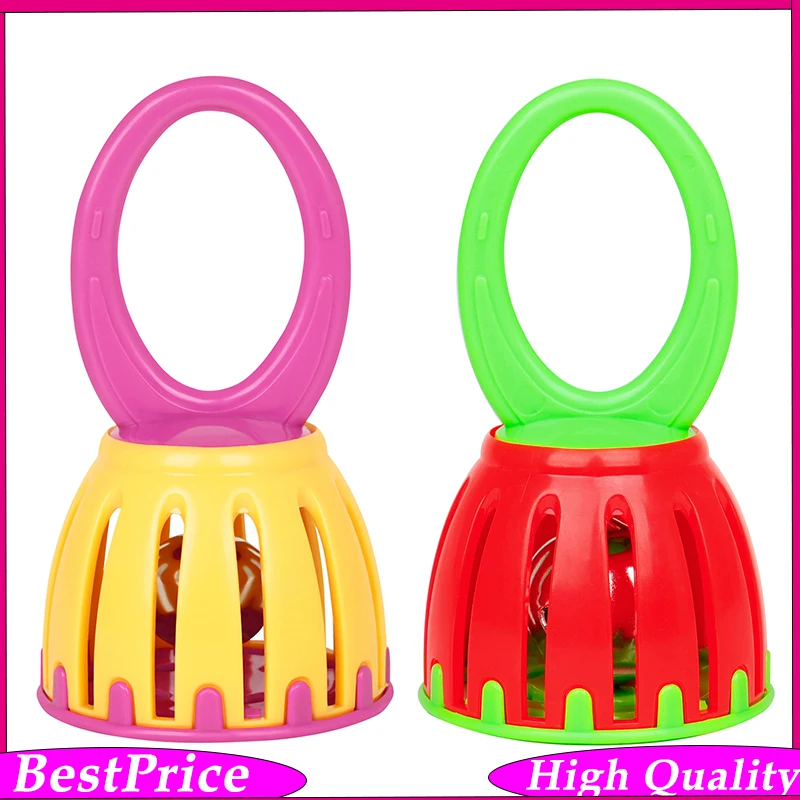 SY-99 Orff Early Education Cage Bell Rattle – Bright Colors, Oval Handle, Fully Enclosed Bell, Detachable for Easy Cleaning