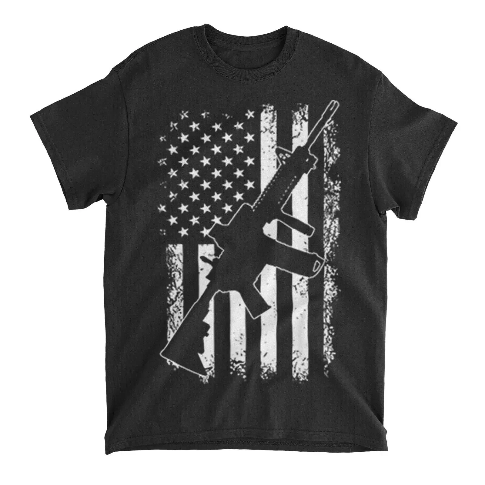 American Flag AR-15 2nd Amendment T-Shirt 100% Cotton O-Neck Summer Short Sleeve Casual Mens T-shirt Size S-3XL