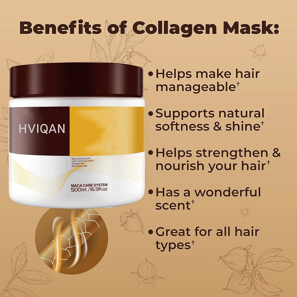 Collagen Hair Treatment Deep Repair Conditioning Argan Oil Hair Mask Essence for Dry Damaged Hair All Hair Types 16.90 oz 500ml