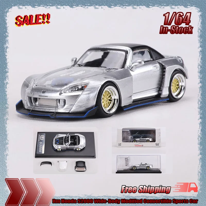 

Rm 1:64 Honda S2000, модифицированный трансформируемый спортивный автомобиль с широким корпусом, имитация сплава, миниатюрная литая модель автомобиля, детские игрушки на заказ