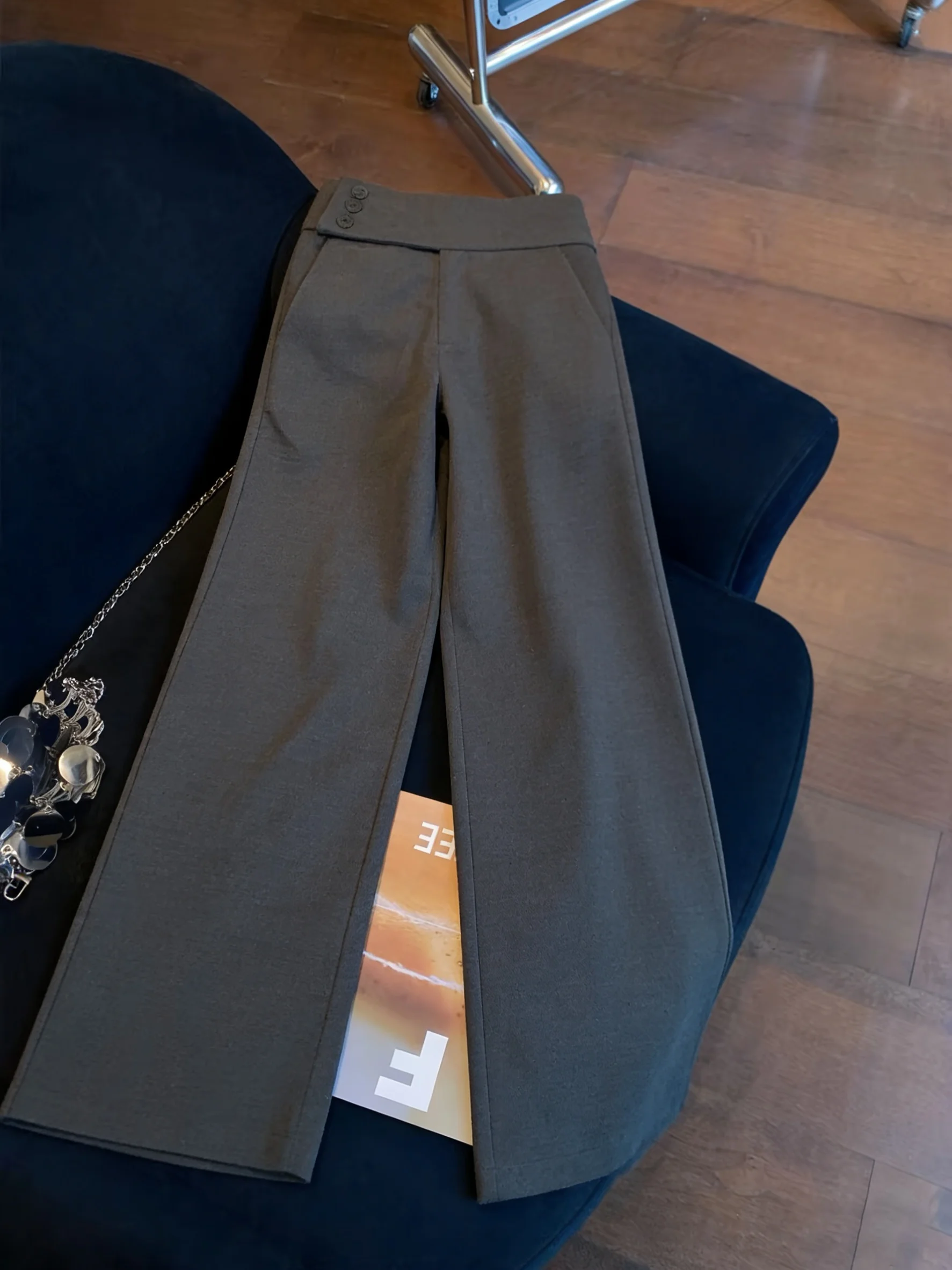 

Мужские шерстяные повседневные брюки свободного кроя, прямые, весна-осень, комфортные, в ретро-стиле, на все сезоны