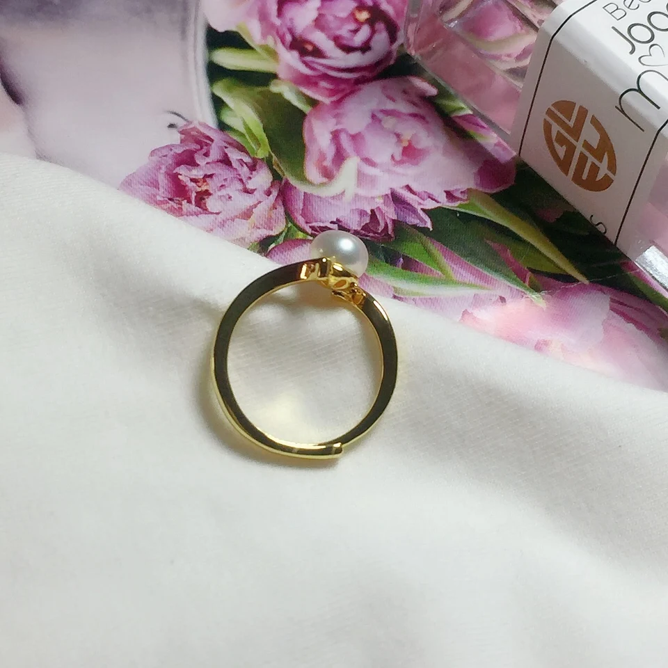 Fashion pearl ring, Korean version simple adjustable ring, handmade pearl rings for teens，Woman stainless steel rings