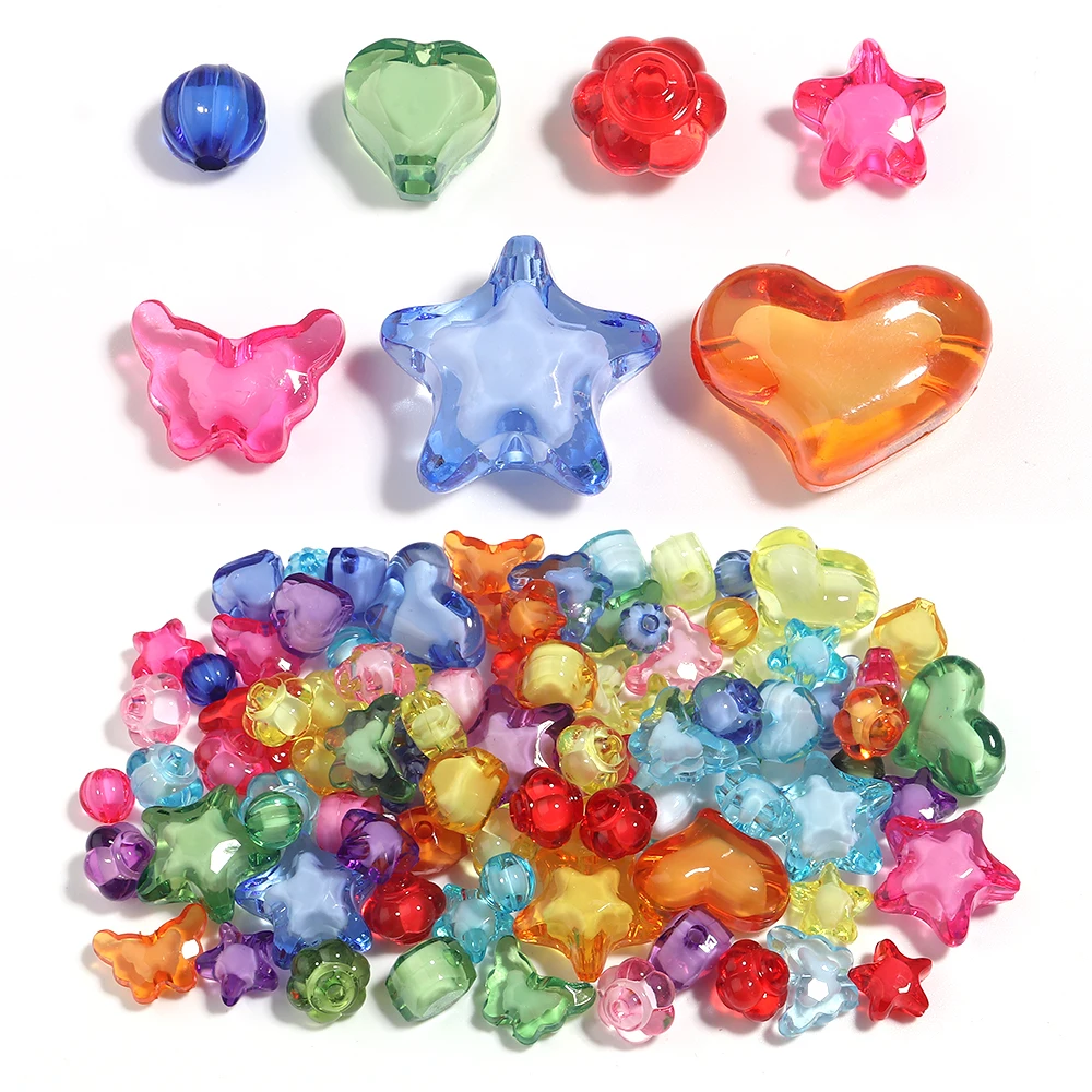 20-50 stücke Candy Farbe Acryl Perlen Gemischte Farbe Stern Herz Laterne Schmetterling Lose Perlen Für DIY Schmuck Machen Armband schlüsselbund