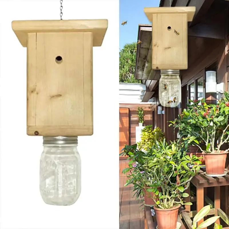 Outdoor Hanging Bees Box Catcher Durable Wooden Bee Trap Beekeeping Equipment Beekeeper Tool For Bee Hive House Supplies