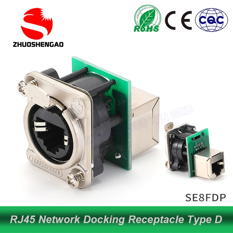 

SE8FDP Type D Module RJ45 Socket Network Cable Connector Adapter Double Pass Mounting Faceplate Network Signal Docking Socket