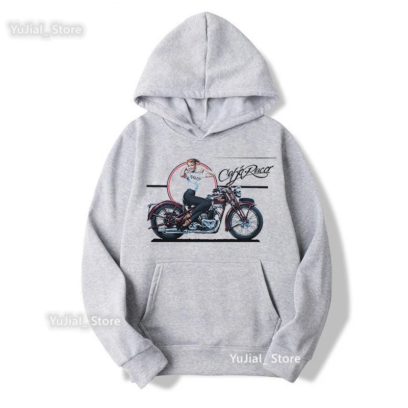 Nur EINE Frauen, Die Liebt Motorrad Grafik Druck Grau Hoodies Mädchen Sunflower Blumen Sweatshirt Femme Coole Lustige Trainingsanzug Mantel