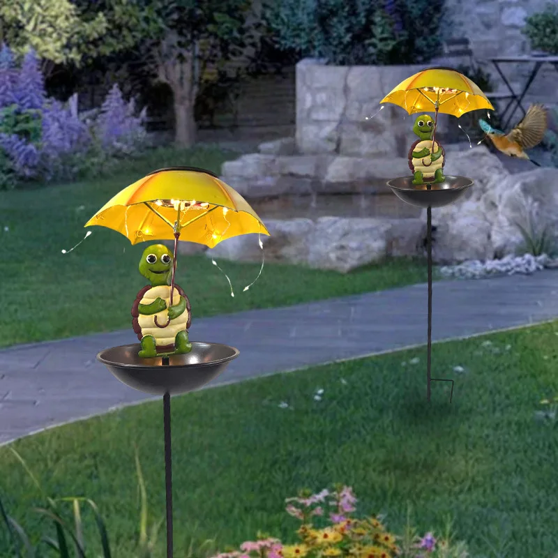 Mangeoire à oiseaux à énergie solaire, dispositif d'alimentation résistant aux intempéries, piquets solaires vibrants, lampe pour chemin extérieur, décoration de cour, cadeau de jardinage