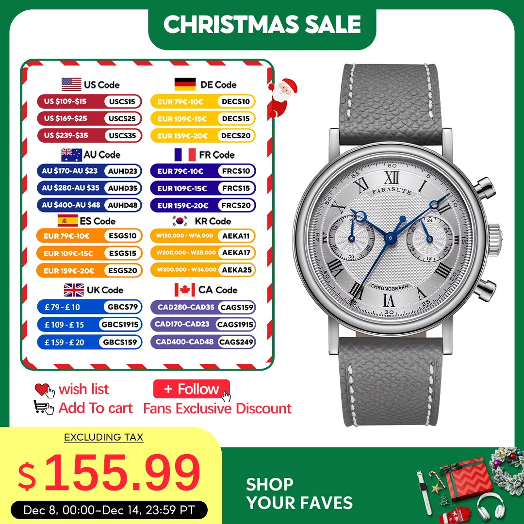 

FARASUTE 2025 New Retro Mens Watches Quartz Watch For Men Speed Sports Chronograph AR Coating Sapphire VK64 Clock Reloj Hombre