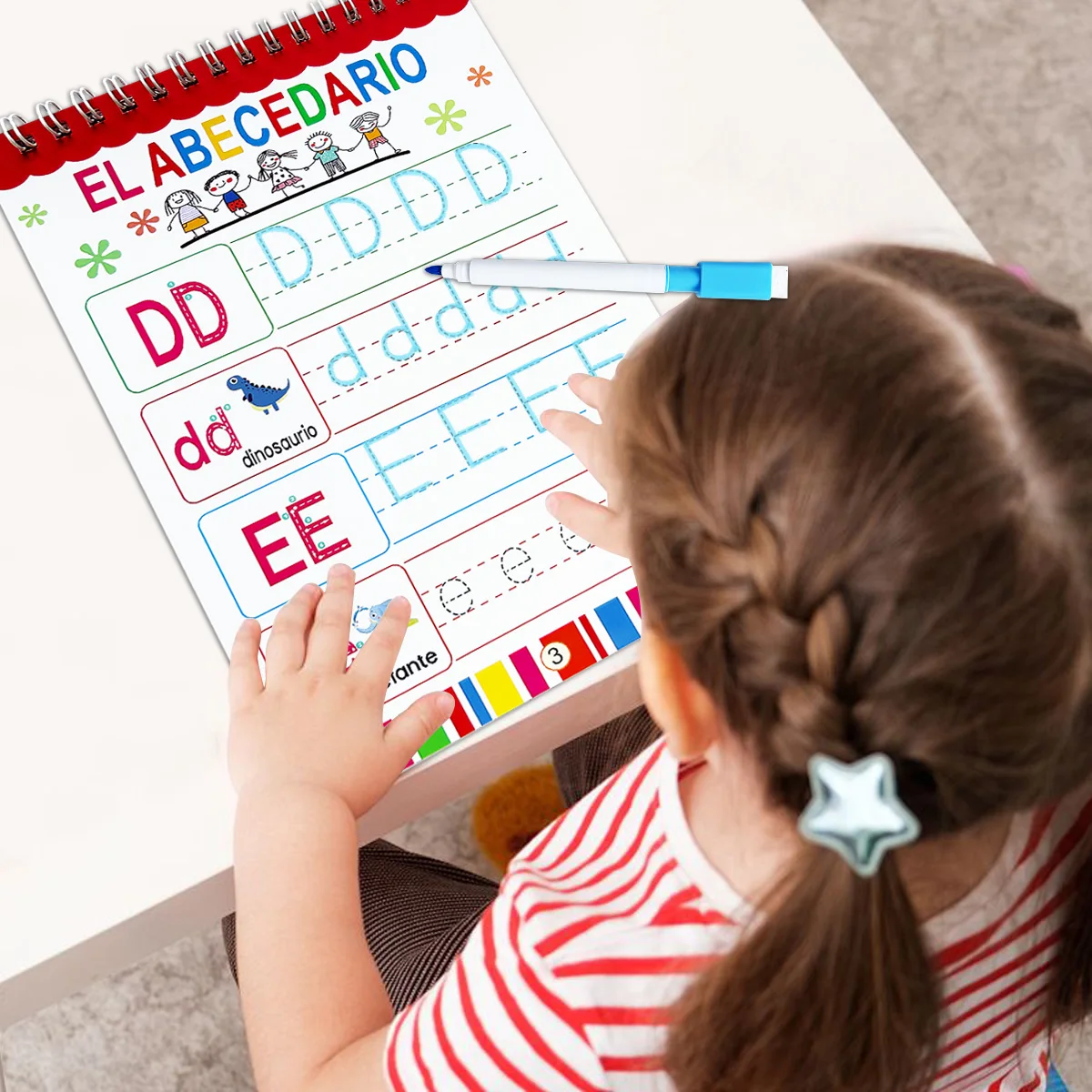 Spanish A-ZNumerals Reusable Handwriting Practice Spiral Notebook Enhance writing standards and techniques Learning Gift