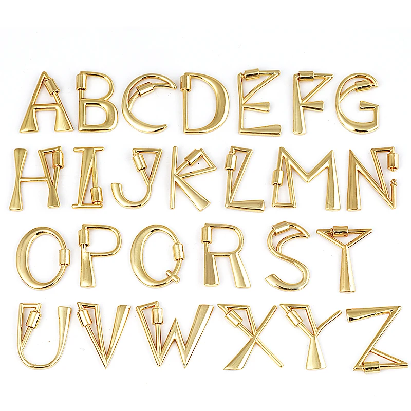 Initial letter Alphabet name screw on clasp pendant, Carabiner Fastener Screw Lock Clasps Accessories