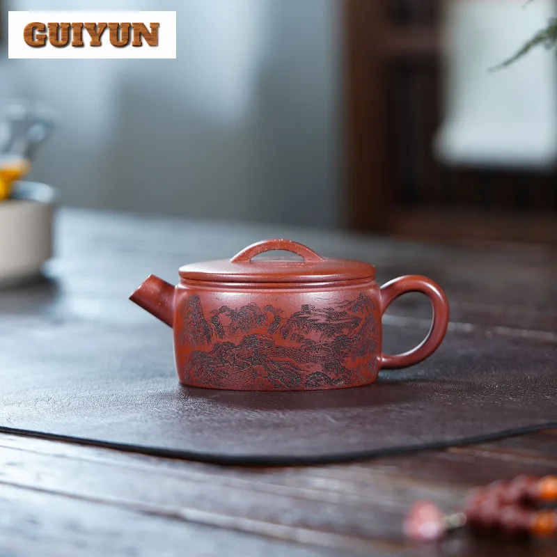 

200ml Ancient Yixing Purple Clay Teapots Handmade Large Caliber Pot Raw Ore Dragon's Blood Sand Mud Kettle Zisha Tea Set Tea