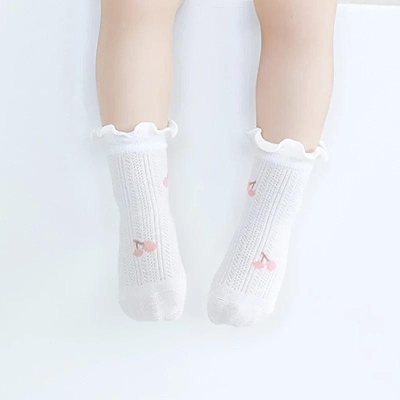 Summer New Baby Floral Mesh Mid Socks Newborn Solid Color Stringy Selvedge Elastic Sock For Girls Cotton Boneless Socks 0-5Y