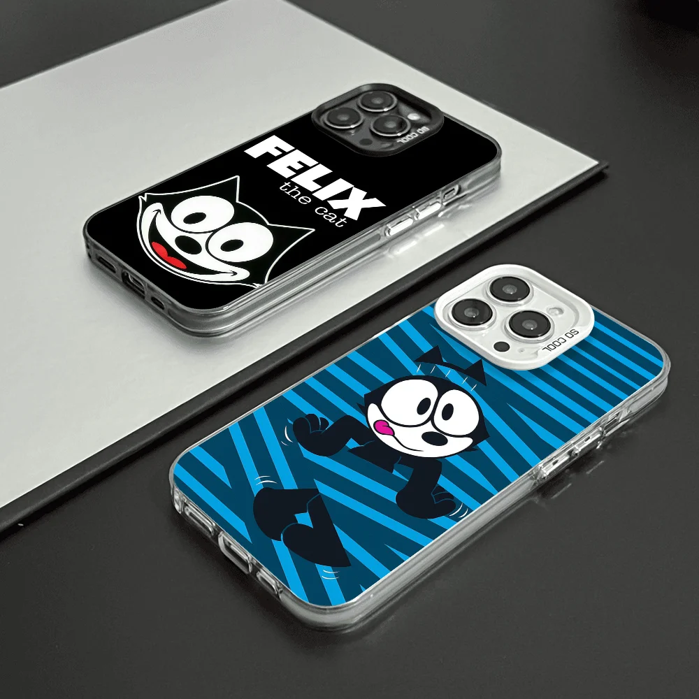 

Cartoon cute F-Felix the C-Cat phone case FUNDA for iPhone 12 11 13 14 15 16 17Max Pro Plus Mini Color Protective Case