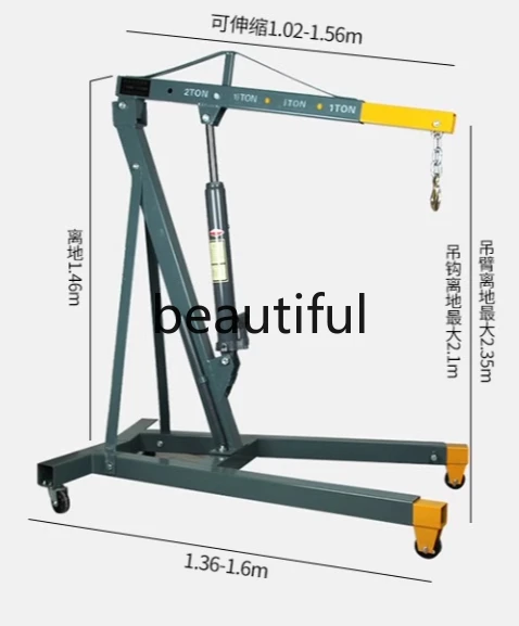 Folding small crane hydraulic car engine hanger engine crane 2 tons 3 tons auto repair mobile crane