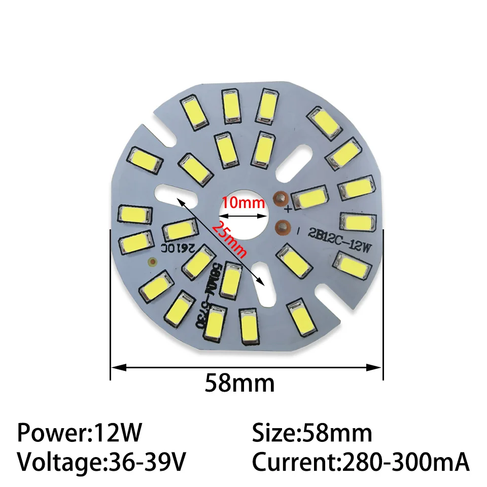 Painel conduzido smd5730, placa clara com PWb para o teto, 12w, 50mm, 58mm, 65mm, 85mm, 100mm, 5 pcs/lot