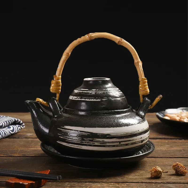 

Japanese ceramic teapot retro cuisine restaurant seafood soup pot household hand pot wholesale creative small soup pot