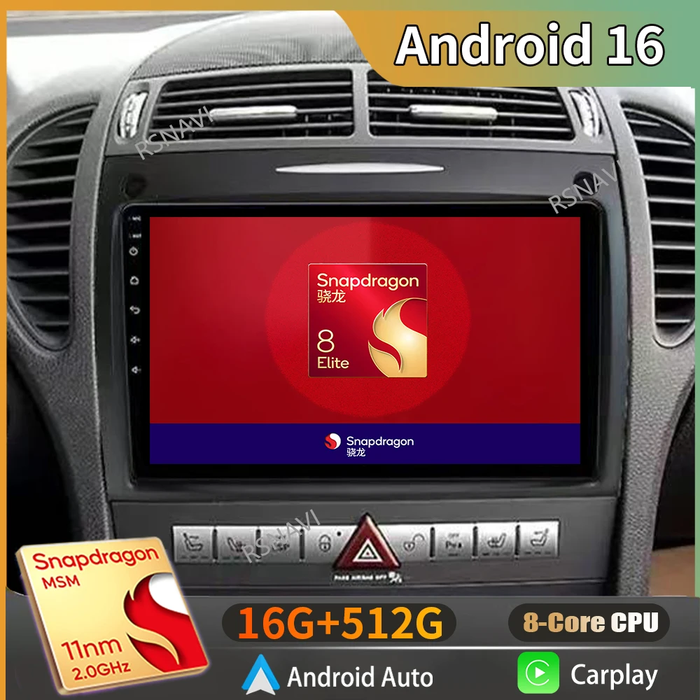 Reprodutor Multimídia Automotivo Qualcomm Snapdragon Android 16 Carplay para Mercedes-Benz SLK-Class SLK Class R171 2004 - 2011