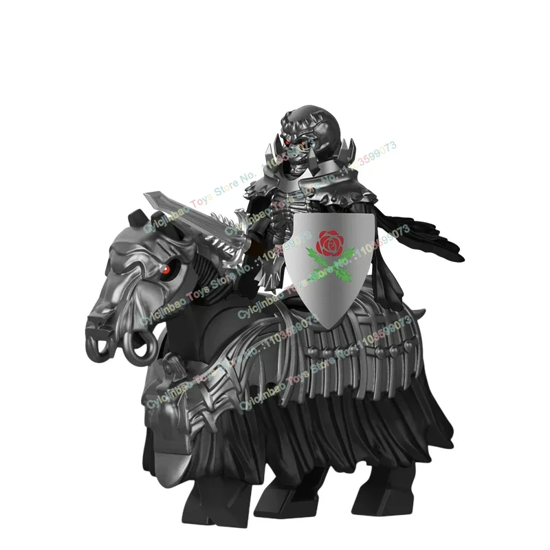 Gioco Anime Black Armor War Horse Building Blocks Rose Shields Spada Accessori Action Figures Modelli Bambini per giocattoli GP105-108