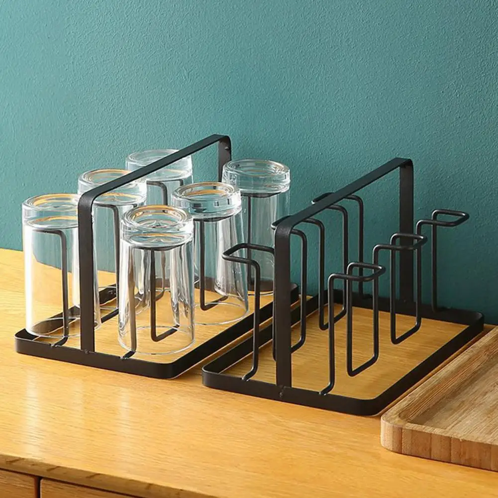 Cup Holder for Kitchen Metal Cup Storage Rack Space-saving Metal Cup Holder Bottle Drying Rack with 6 for Glasses for Vertical