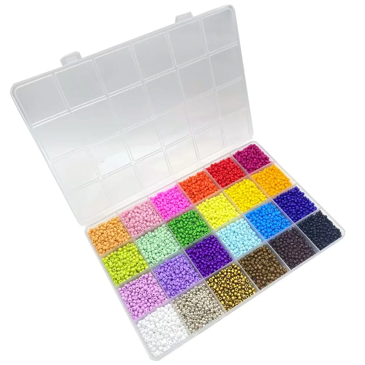 24 Grid 3mm Boxed Glass Rice Beads Set of 7 Colors And Styles for DIY Jewelry Making Charm Bracelets And Necklaces