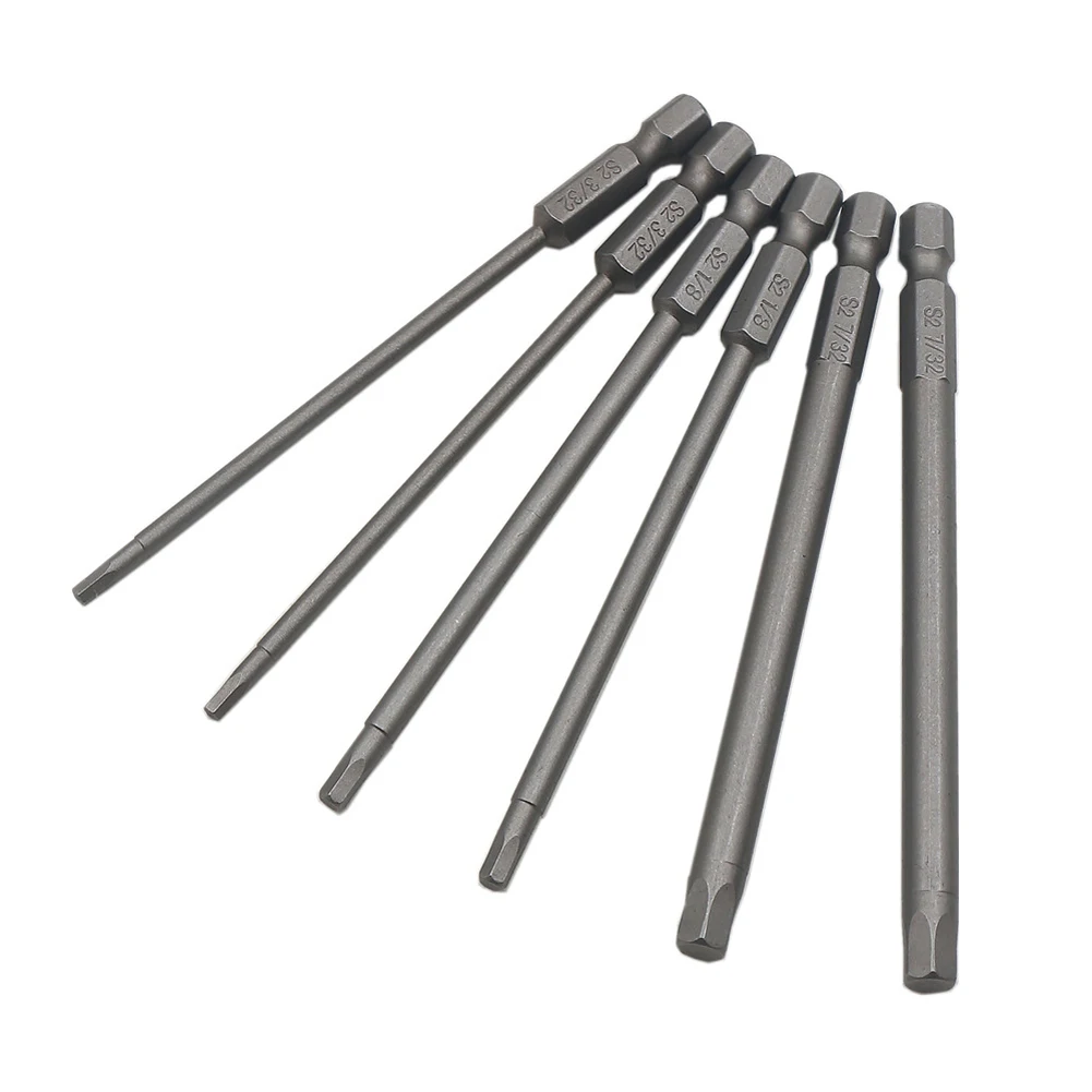 6Pcs 1/4\'\' Hex Screwdriver Bit Magneti Tip Screw Driver Allen Wrench H1/8 3/32 5/32 3/16 7/32 5/16 Key Screwdriver Drill Bit Set