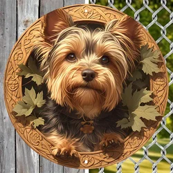 Durable Aluminum Pet Memorial Metal Sign, Waterproof Yorkie Dog Art, HD Printed Outdoor Wreath, Decor for Home and Garden