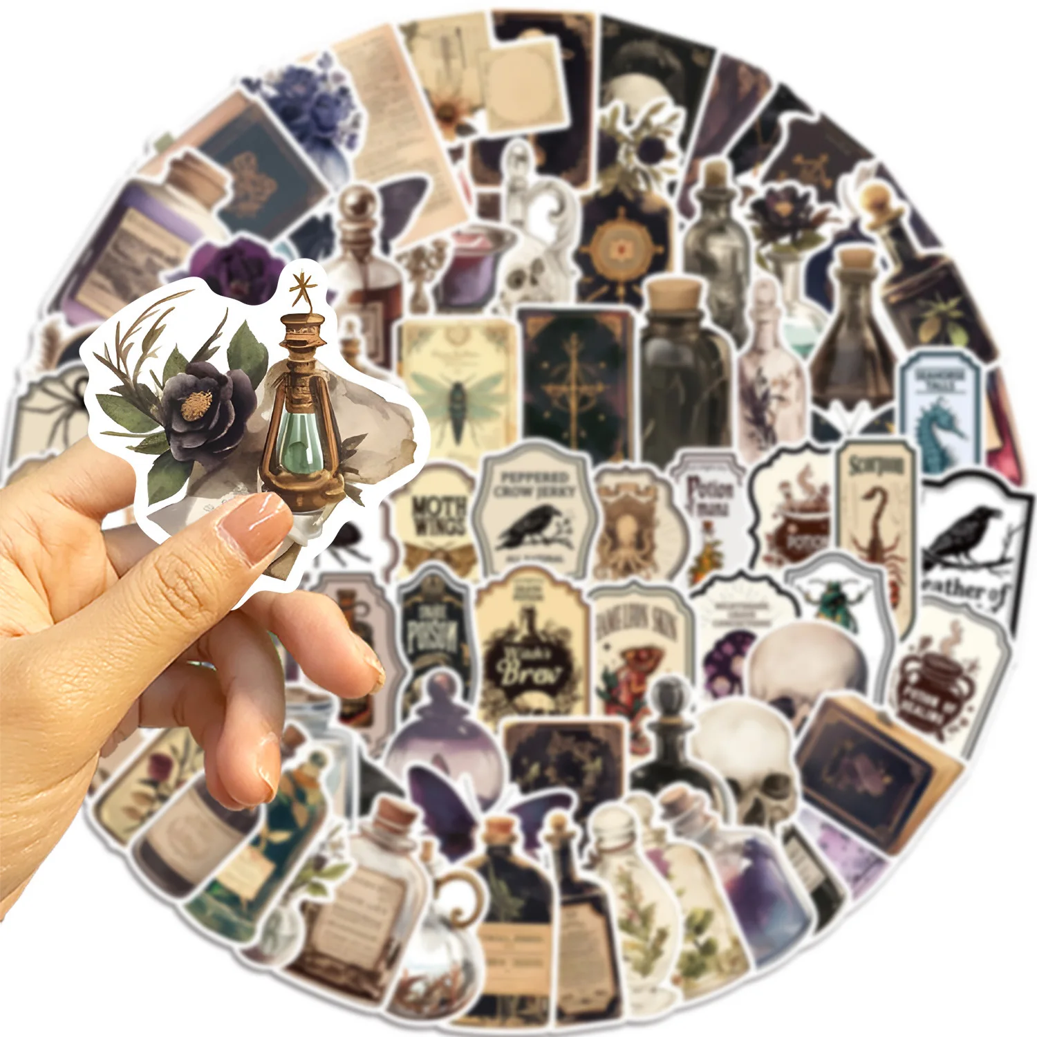 100Pcs Gothic Pharmacy Bottle Specimen Sticker Phone Laptop Guitar Skateboard Decal Notebook Luggage Stationery Sticker for Kids