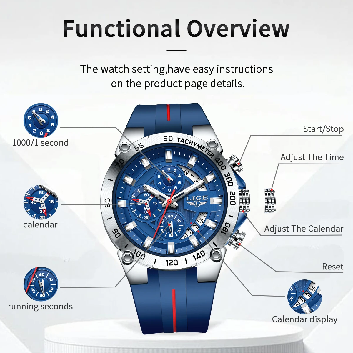 LIGE Luxury Men Watch Military Quartz Man Watches Waterproof Luminous Top Brand Watch for Men Date Chronograph Sport Wristwatch