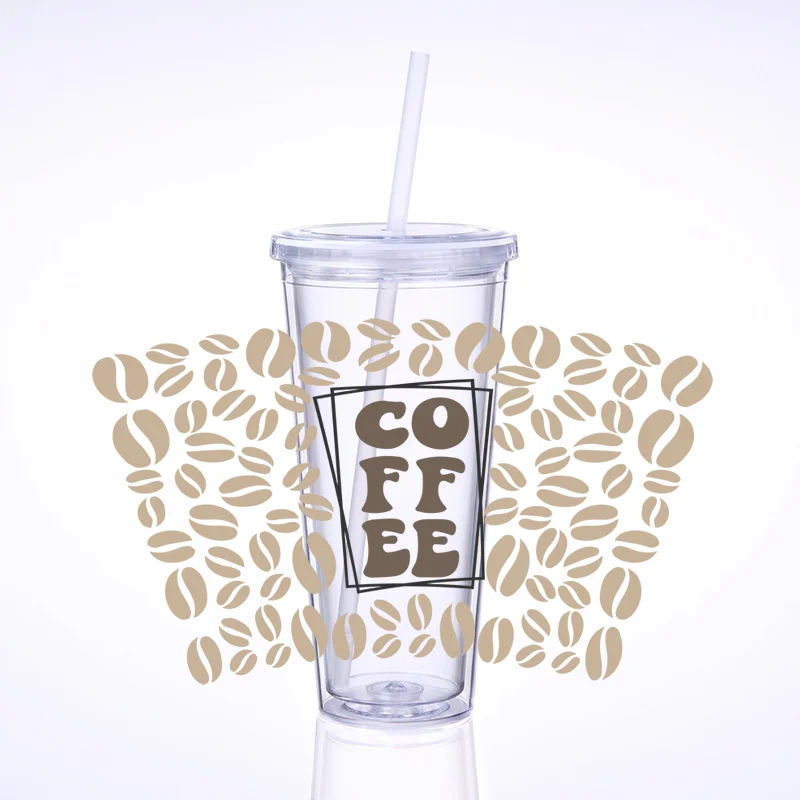 Hot Sale coffee cup wrap UV DTF Transfer Sticker For The 24oz Cold Cups Wraps Can DIY Waterproof Easy To Use