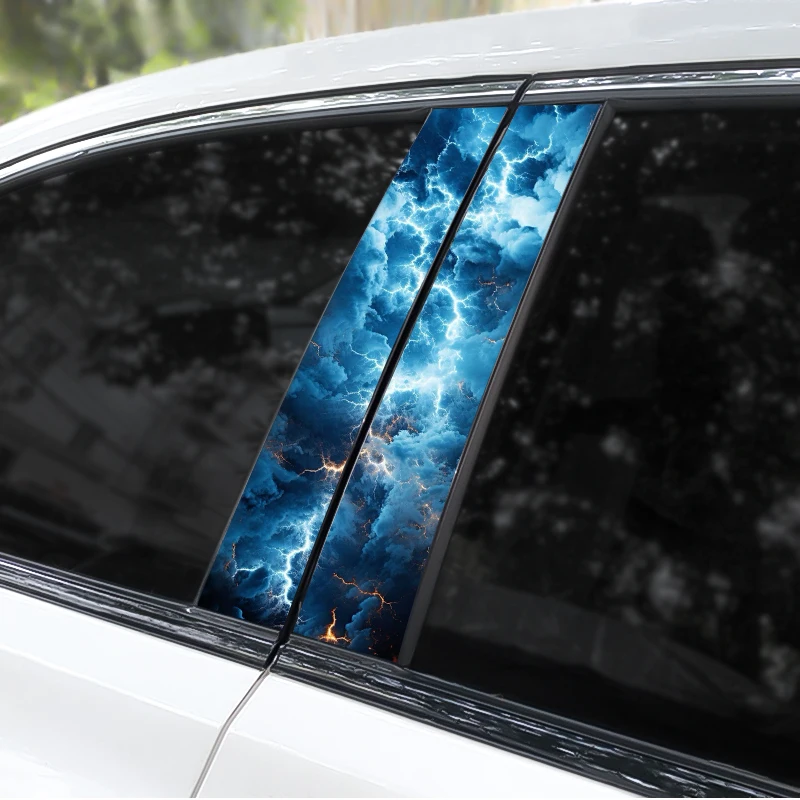 2pcs Lightning Car Sticker Car B Pillar Waterproof Sticker DIY Modified Car Styling Sticker Covering Car Door Pillar Sticker
